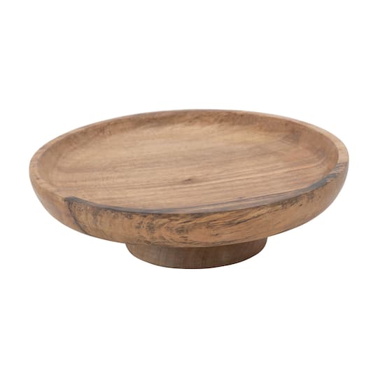 12&#x22; Mango Wood Footed Cake Stand